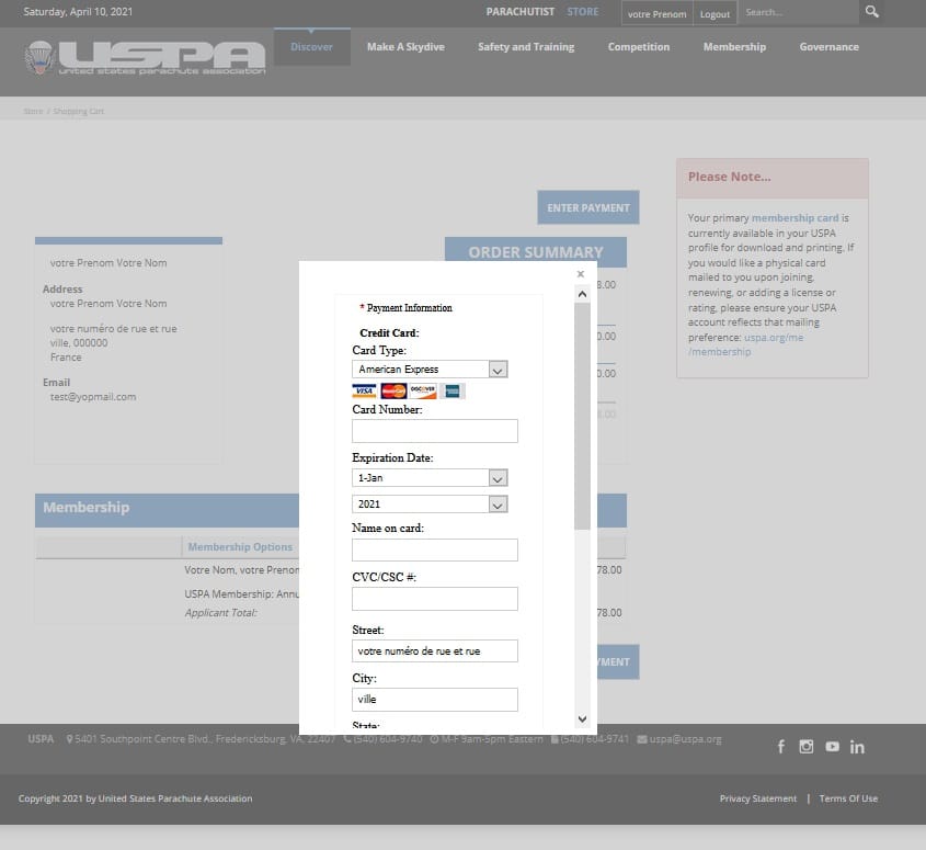 Diventare socio USPA – schermata 9