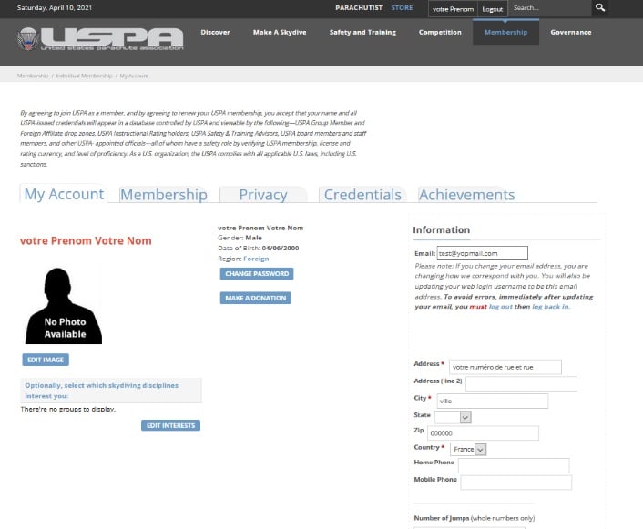 Diventare socio USPA – schermata 4