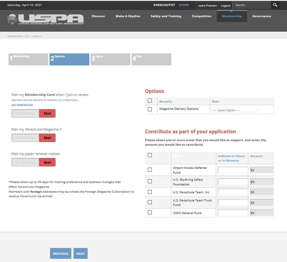 Diventare socio USPA – schermata 7